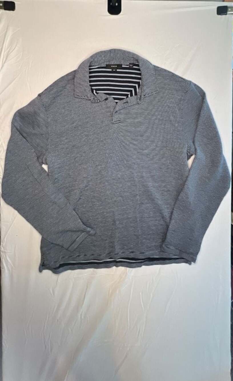 Vince Men's Long Sleeve Striped Polo Shirt